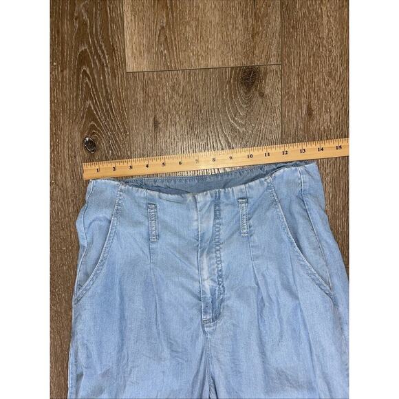 Joseph Ribkoff Sz 8 Wide-Leg Jeans Light Weight Baggy Light Wash Pleats 80s Y2K - Picture 3 of 13